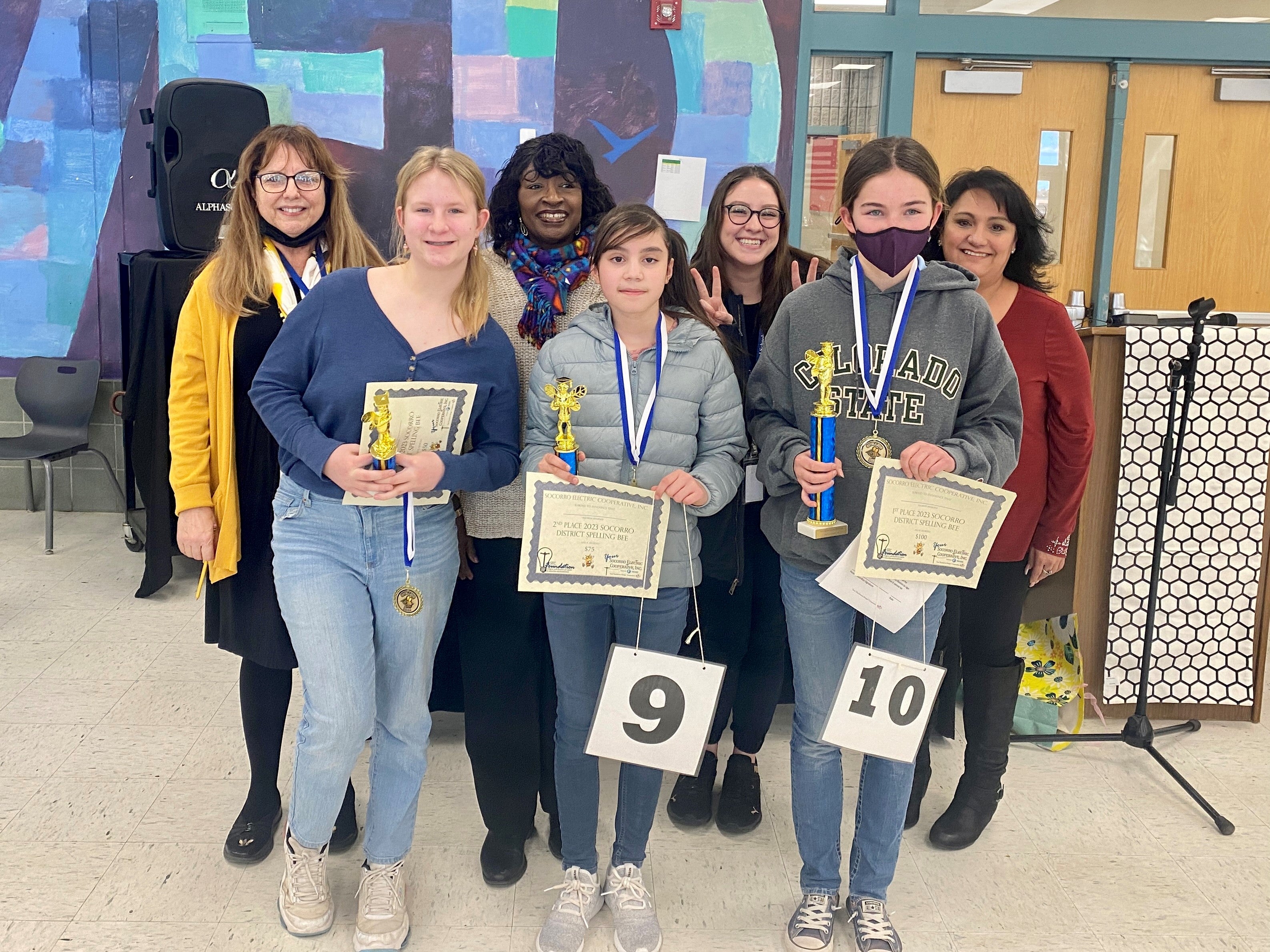 2023 Spelling Bee Winners - 1st Abigail Cadol - 2nd Aliyah Baca - 3rd Sharidyn Cosentino